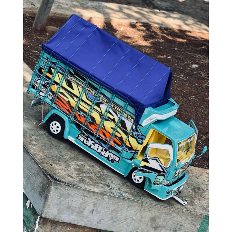 . TERLARIS Mainan anak truk oleng kayu asli jumbo bonus terpal full lampu,miniatur truk,trek,truck.