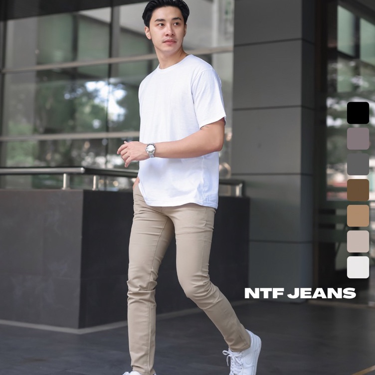 First Update  Celana NTF Chino Slim Fit Panjang Hitam abu terang abu gelap cream mocca Size 2738