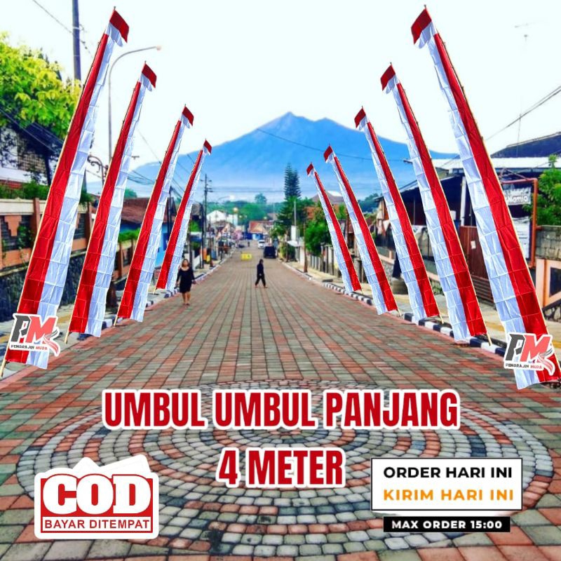 BENDERA UMBUL-UMBUL MERAH PUTIH UMBUL-UMBUL LAYUR MERAH PUTIH PANJANG 4 METER