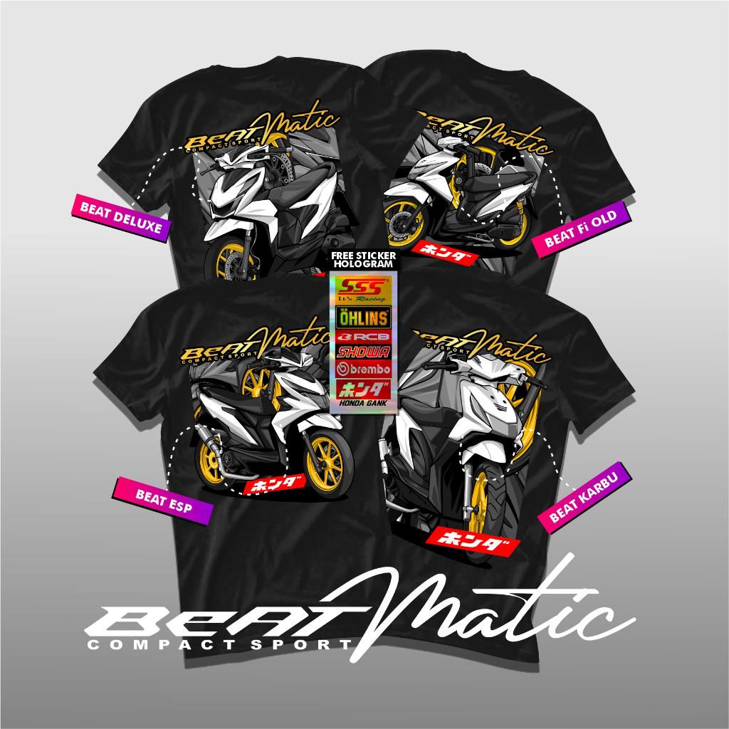 Kaos Motor Beat Compact Sport Matic Terbaru - Kaos Pria Distro Original Cotton Combed T-Shirt Atasan