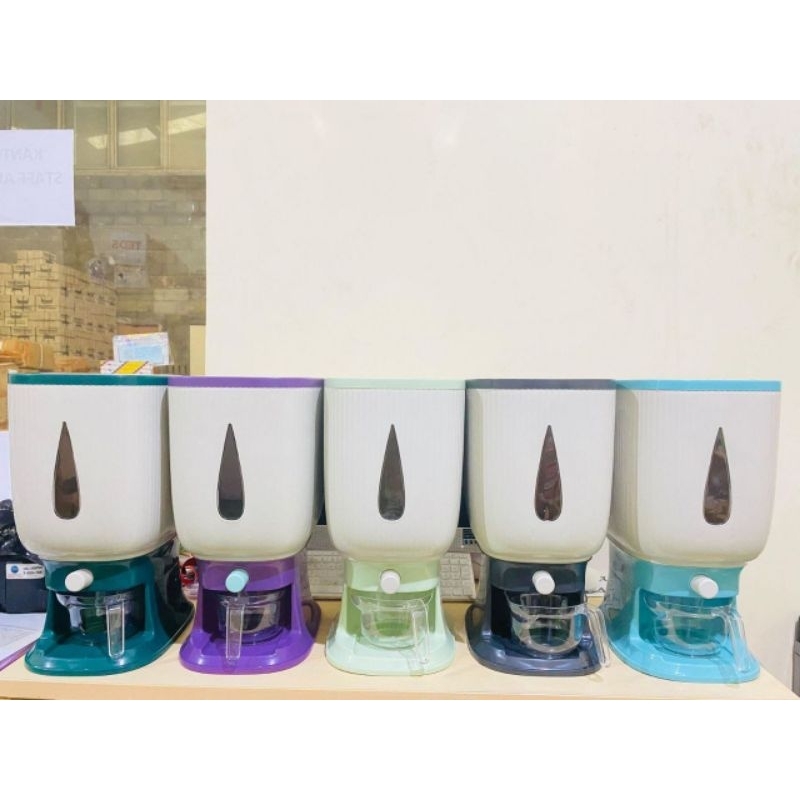 Dispenser beras 10kg 3D TEMPAT PENYIMPANAN BERAS Ungu Pink Biru GP BAGUS MURAH CANTIK CECKOUT SENDIR