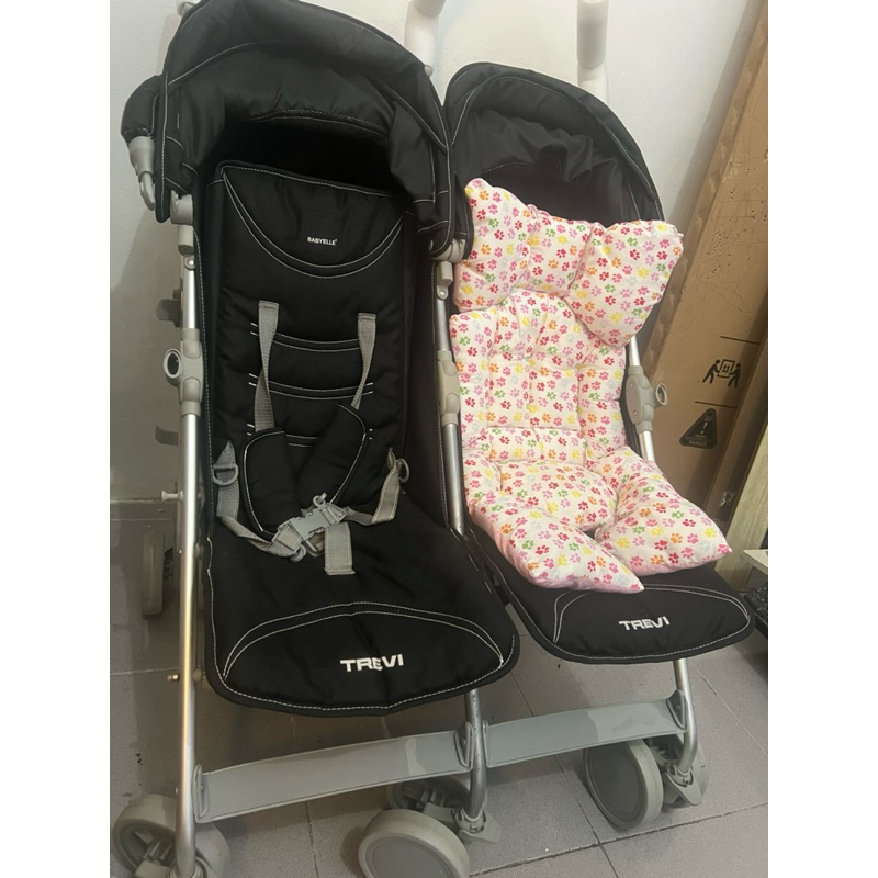 Stroller Anak Kembar / Stroller Twin Merk Baby Elle Trevi (Black)