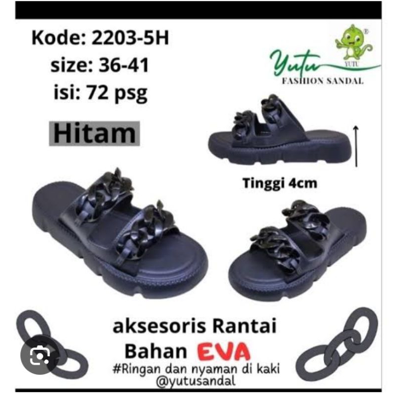 sandal slop rantai ban2 untuk wanita tua dan muda