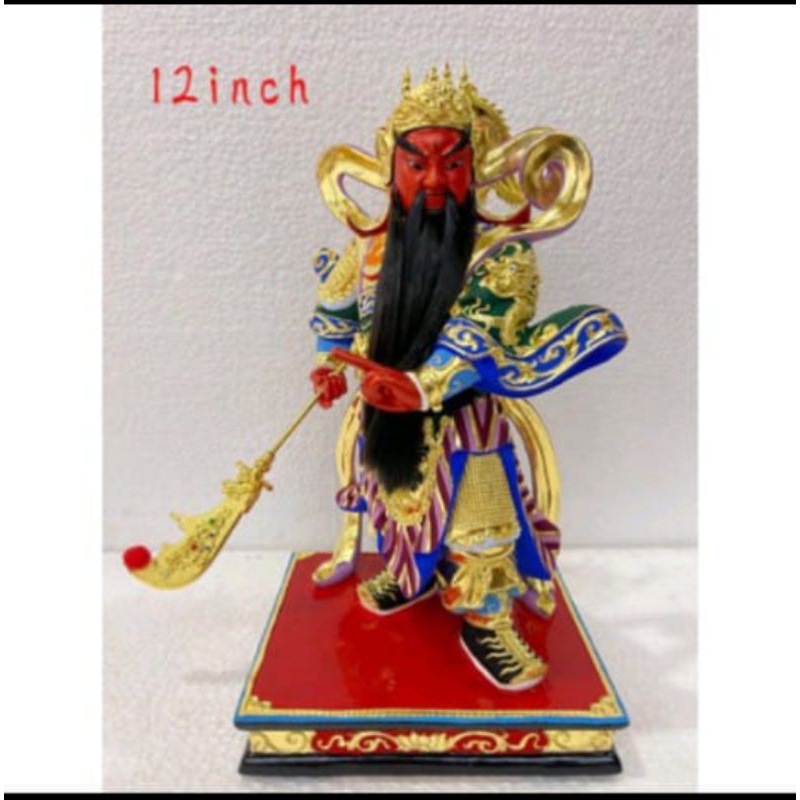 patung dewa kwan kong/kwan kung- kayu - 12inch - berdiri