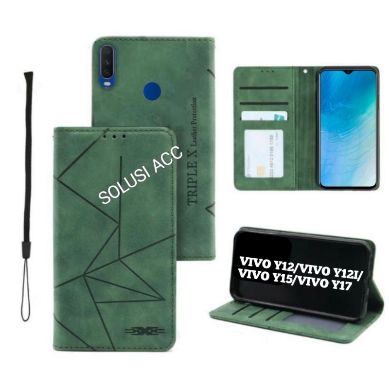 CASE HP VIVO Y12 (1904), Y12I (2007), Y15 (2019), Y17 (1902) FLIP COVER LEATHER CASE DOMPET KULIT MA