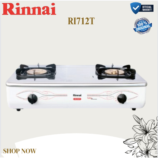 RINNAI KOMPOR GAS 2 TUNGKU RI 712 T/RI712T/RI 712T/RI712 T/RI-712T/RI-712 T/ORIGINAL RINNAI/GARANSI