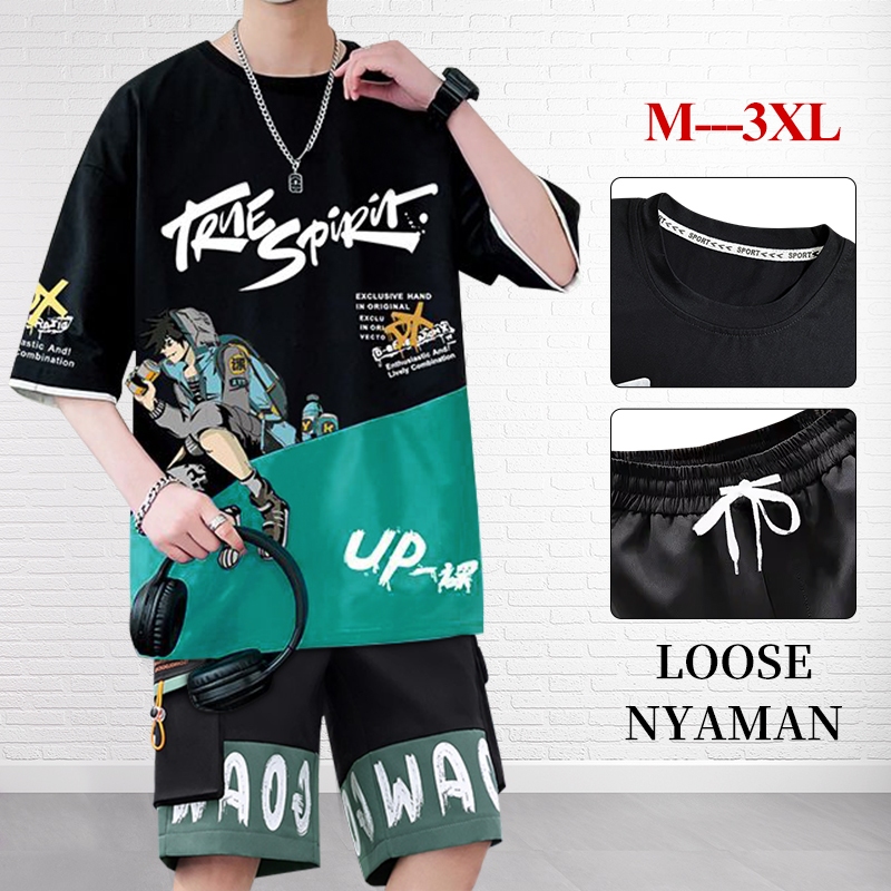 cod⭐baju kaos pria celana pendek cowok terbaru one set ootd pria celana pendek termurah pria kaos pr