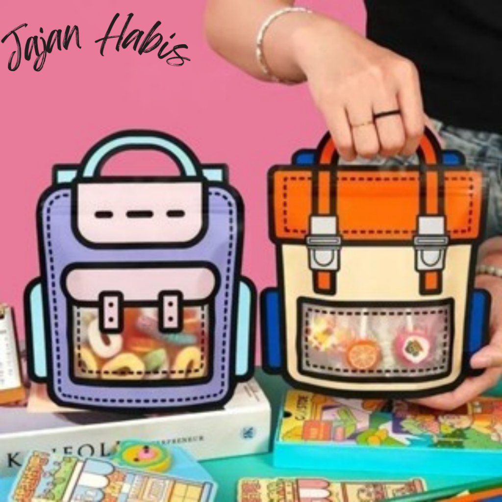 

JABIS Goodie Bag Plastik Standing Pouch 2D Ulang Tahun Anak Motif Tas Ransel Plastik Bingkisan Makanan Tas Hampers Snack Ulang Tahun Anak Bungkusan Plastik Cookies Lucu Pesta Perayaan
