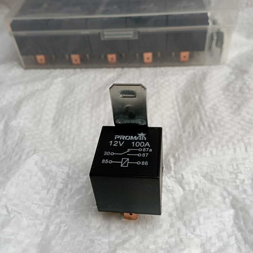 Relay 5 kaki Transparan/ Relay 12 volt 80a 80 amper Ampere/ socket relay 12v anti panas / indikator 