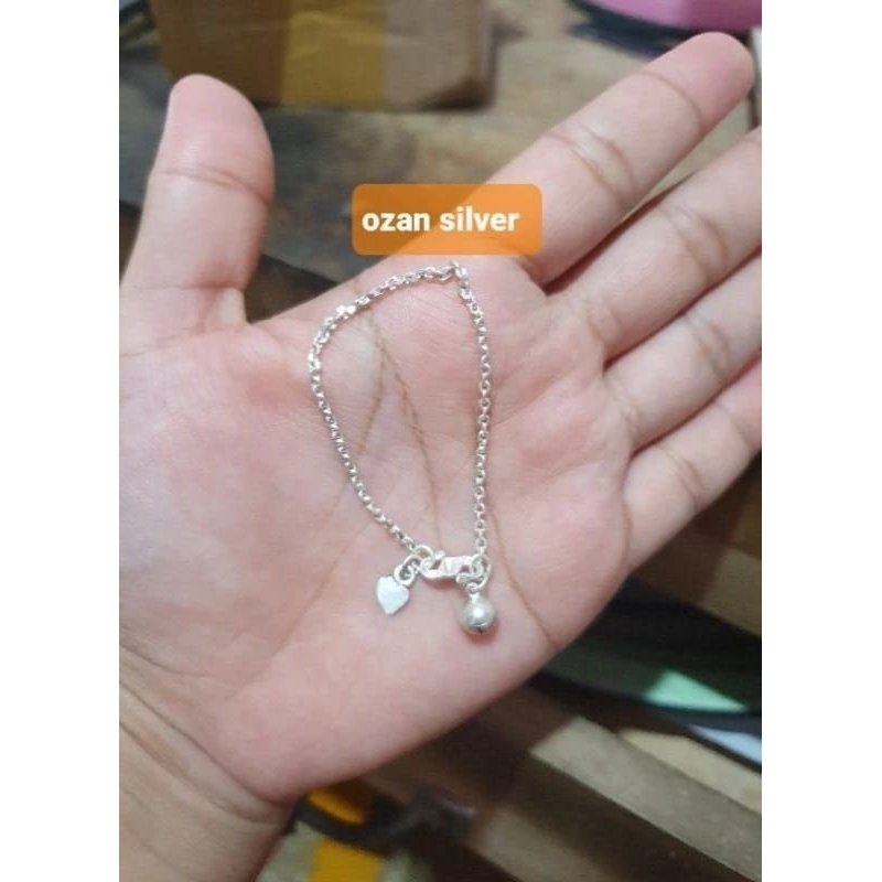 gelang perak cantik model medan polos bisa untuk anak dan dewasa