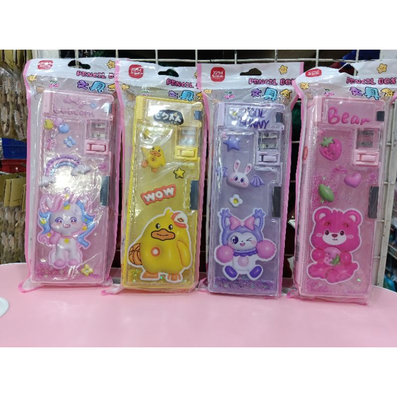 

Tempat kotak pensil anak sekolah Pensil case transparan depan