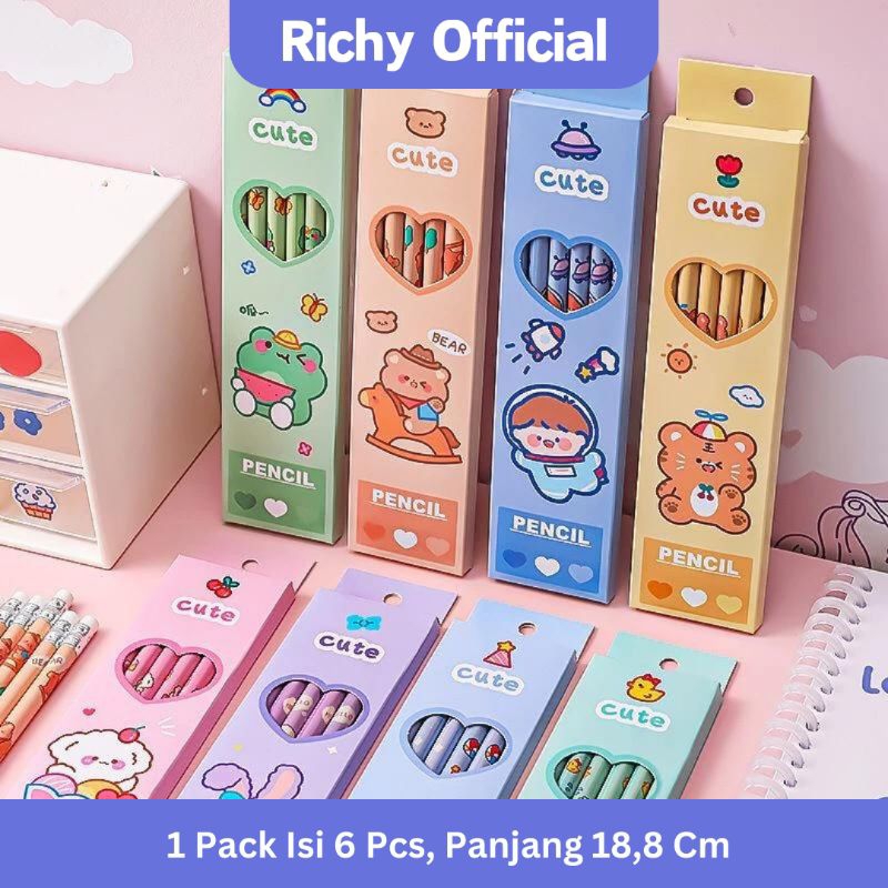 

6 pcs pensil karakter lucu / pensil karakter anak / pensil karakter lucu