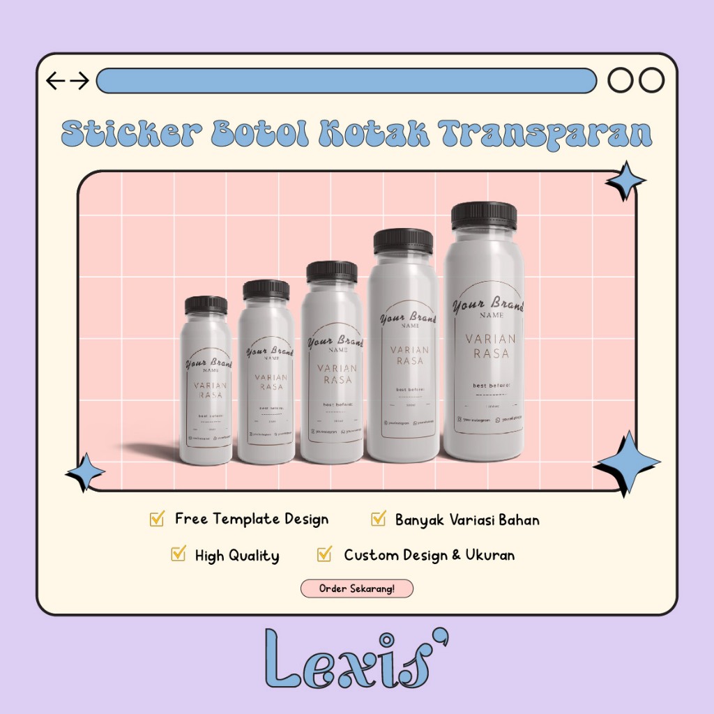 

Cetak Sticker Label Botol Kotak Transparan Murah