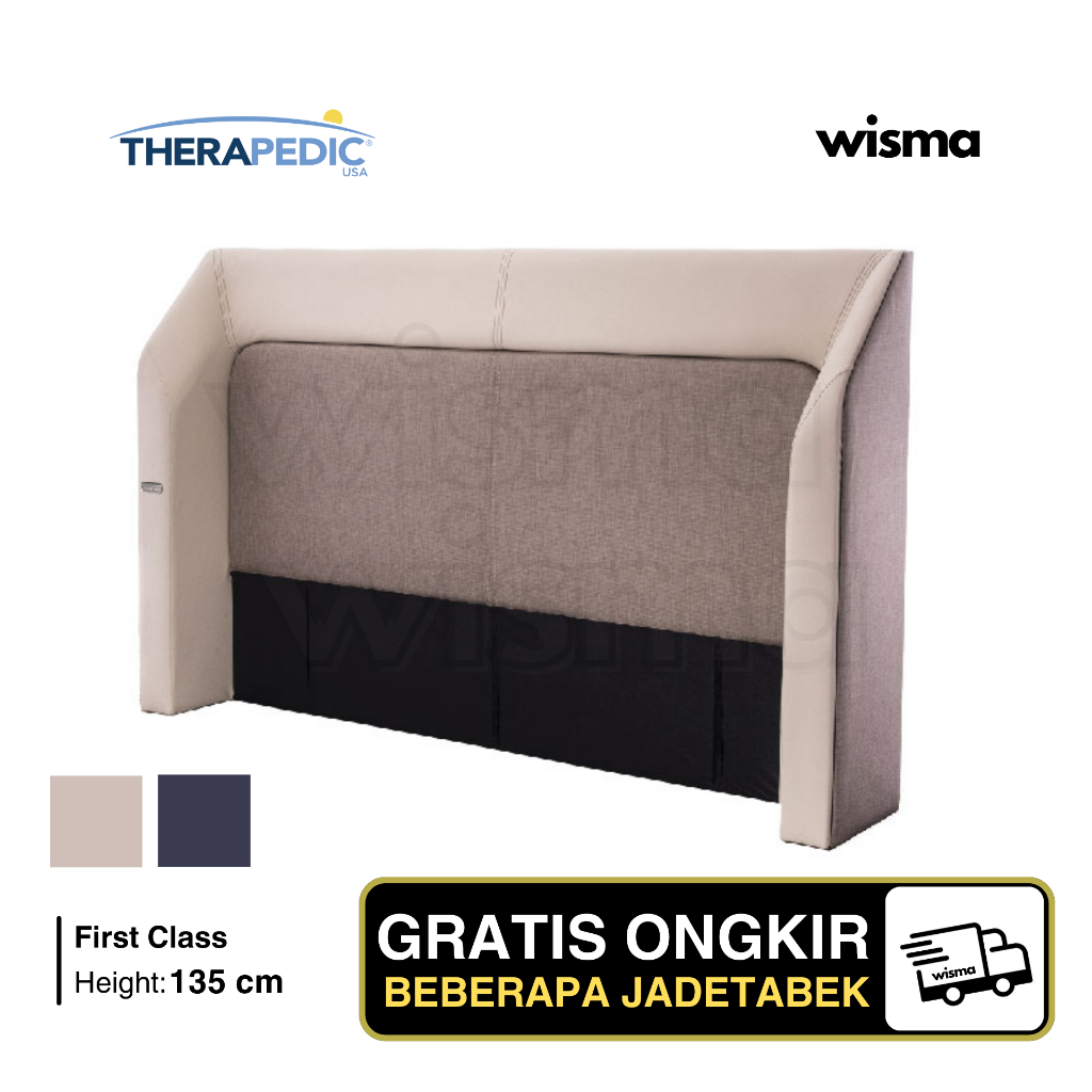 Headboard Sandaran Kasur Springbed Therapedic First Class Beige Blue Fabric 100x200 120x200 160x200 
