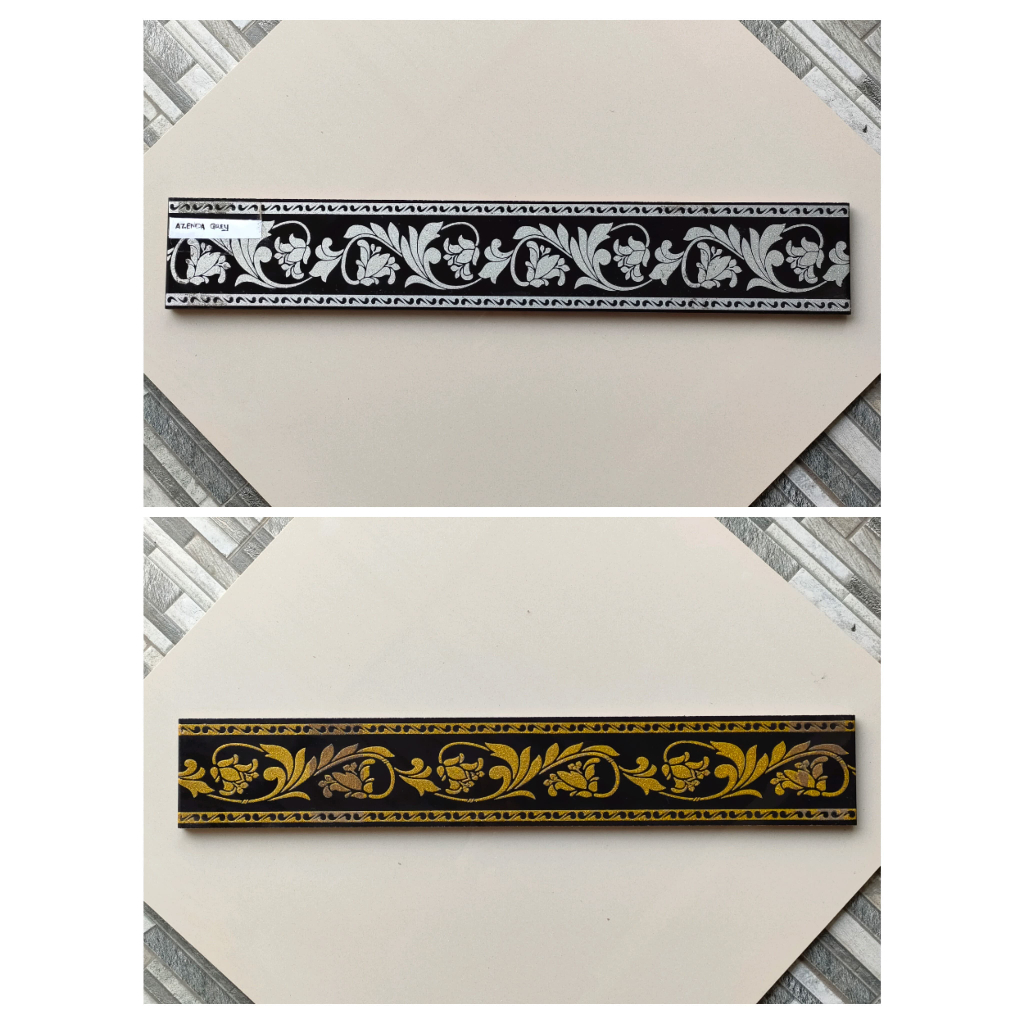 Lis Keramik 10x60 Azenda Gold dan Silver