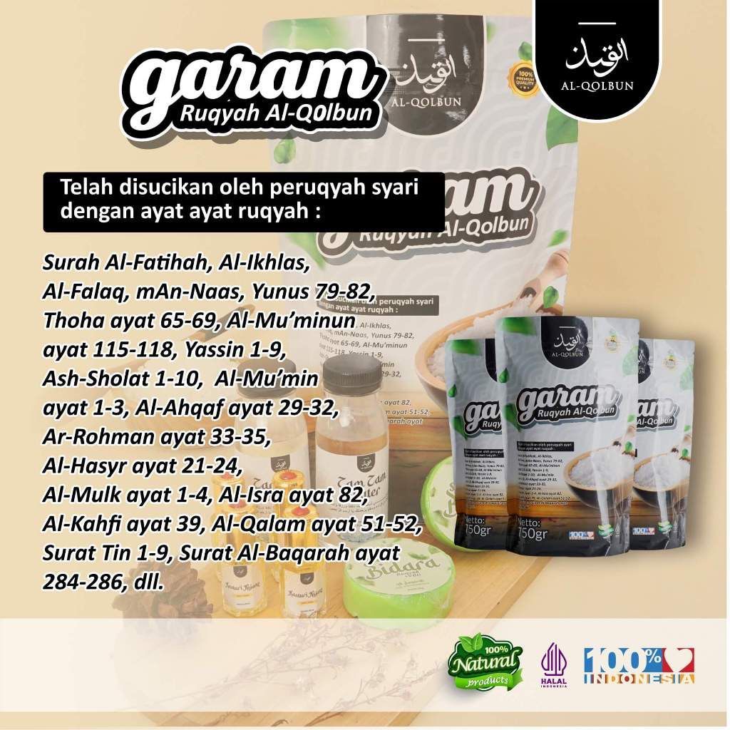 

Garam Ruqyah Al-Qolbun Original untuk menetralisir rumah,toko,tempat usaha,Membuka Aura Wajah Positif