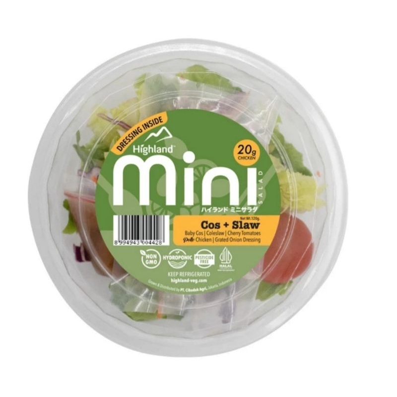 

Salad Sayur Highland Mini Mix Cos, Coleslaw, Chicken - 100 gram