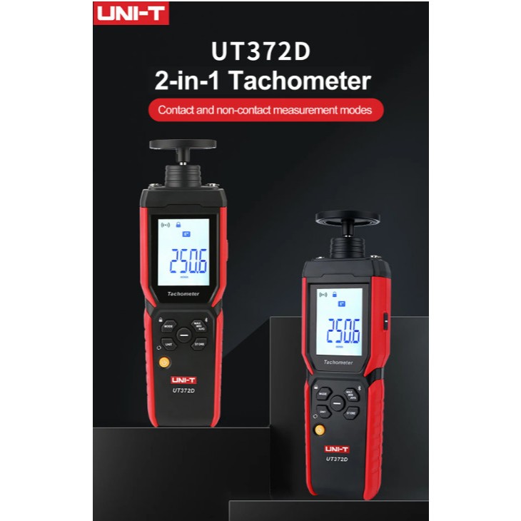 UNI-T Tachometer 2 in 1 Contact dan Non-Contact Bluetooth UT372D Pengukur RPM Mesin