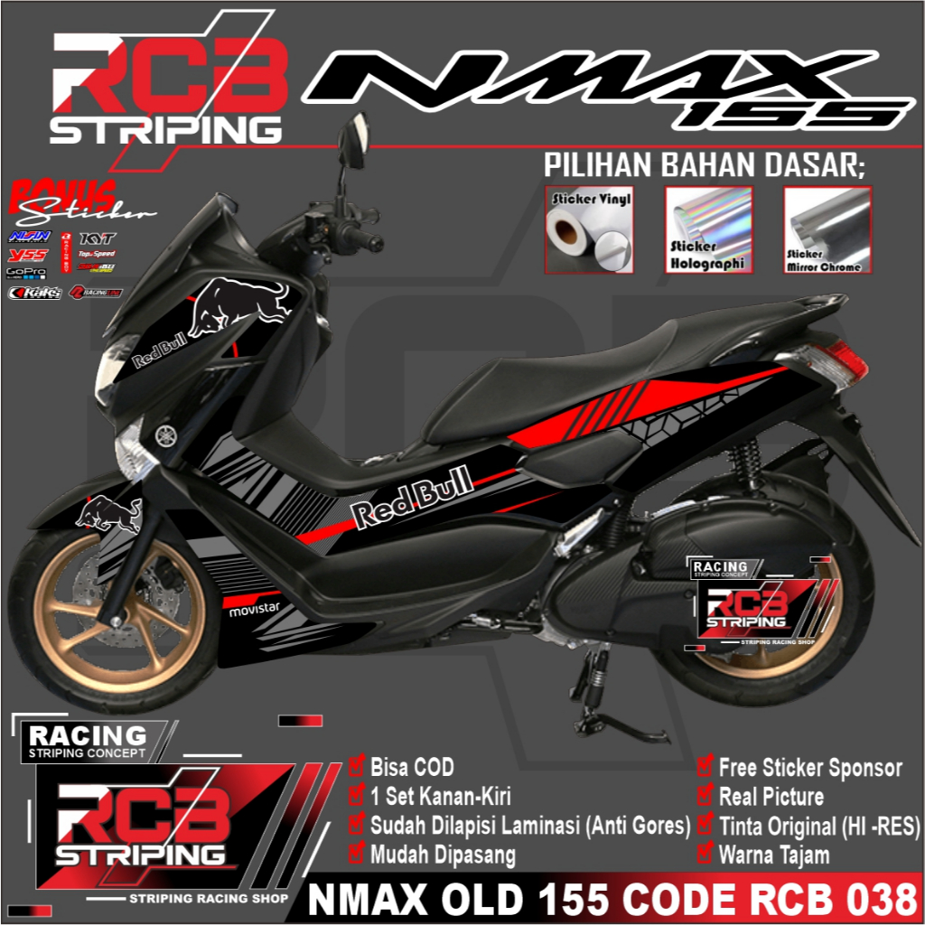 Striping Nmax Old - Stiker Sticker Striping Variasi Lis Yamaha Nmax Old - Striping Nmax Old RCB 038