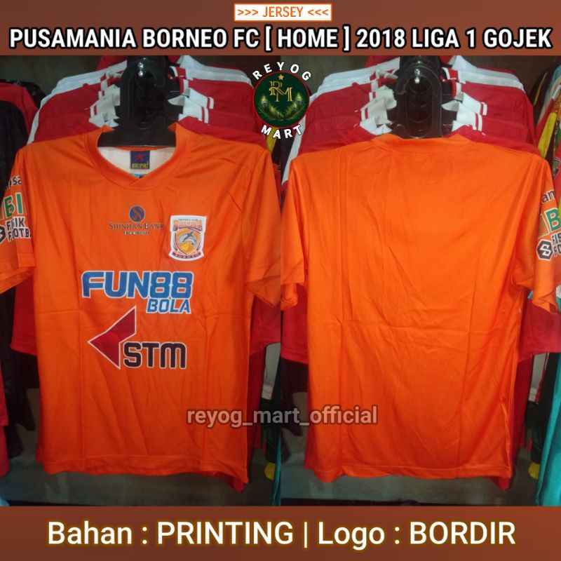 JERSEY PUSAMANIA BORNEO FC HOME 2018 LIGA 1 GOJEK ORANGE PRINTING RETRO LOKAL