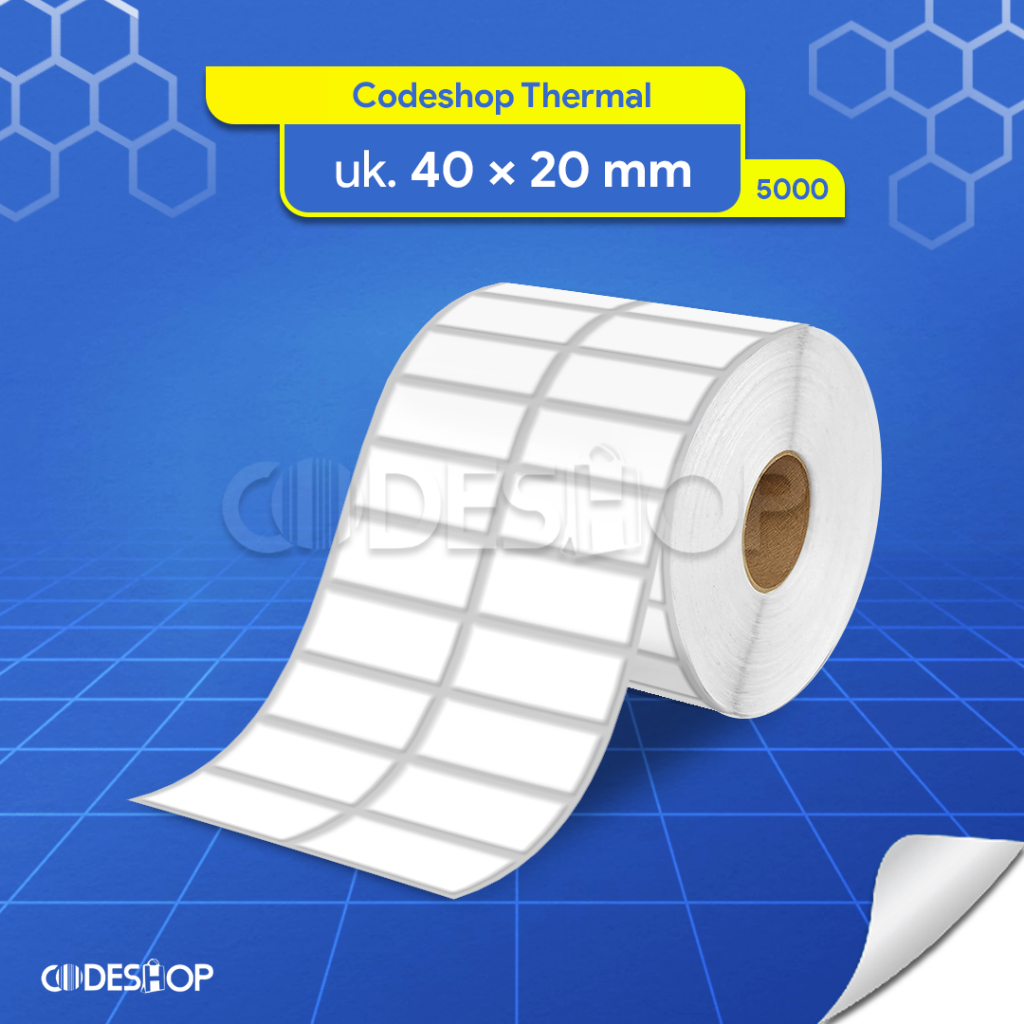 

Codeshop Label Thermal 40 x 20 mm Isi 5000 pcs Stiker Label Harga Barcode Lebar 40 mm Tinggi 20 mm
