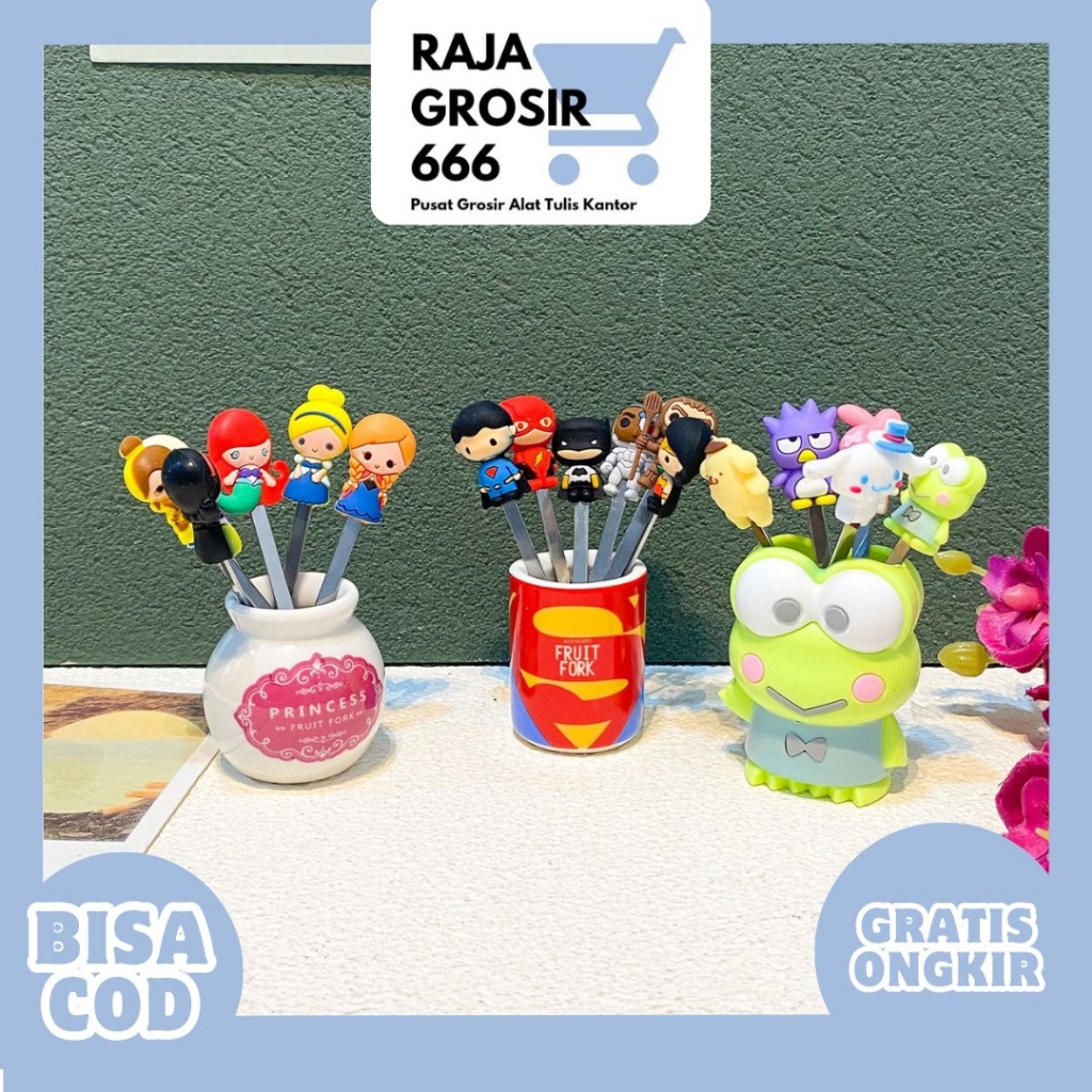 Garpu kecil Stainless steel karakter / Garpu Kecil Buah Kue / Garpu Buah sanrio / garpu Buah princes
