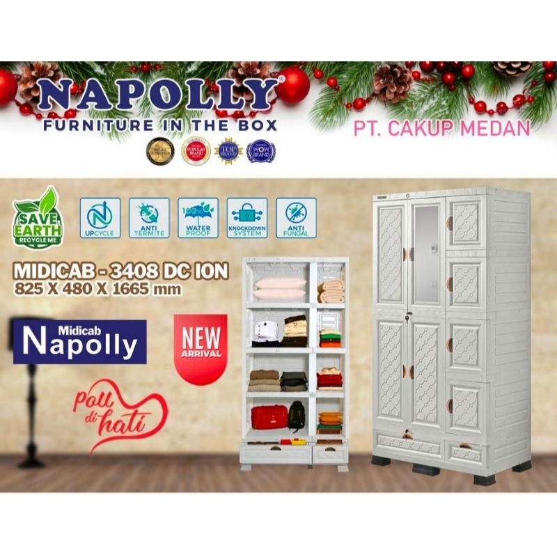Lemari Pakaian Plastik Napolly Midicab 3408 DC ION