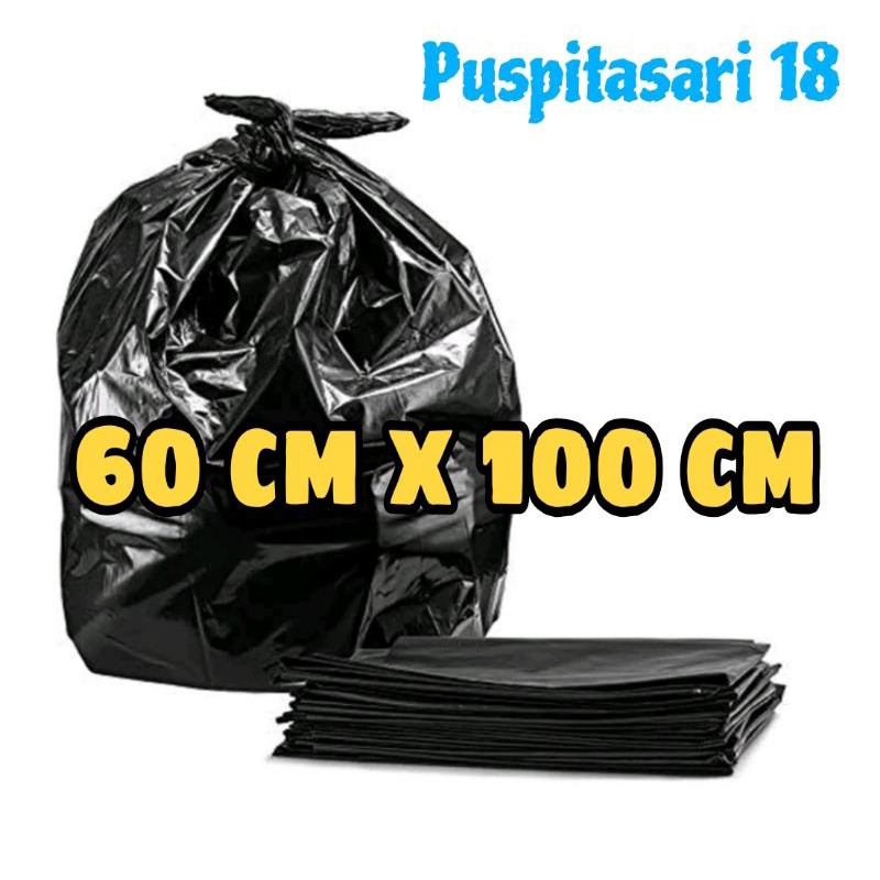 kantong sampah plastik 60 x 100 / trash bag / kantong sampah HDPE warna hitam Ukuran 60x100