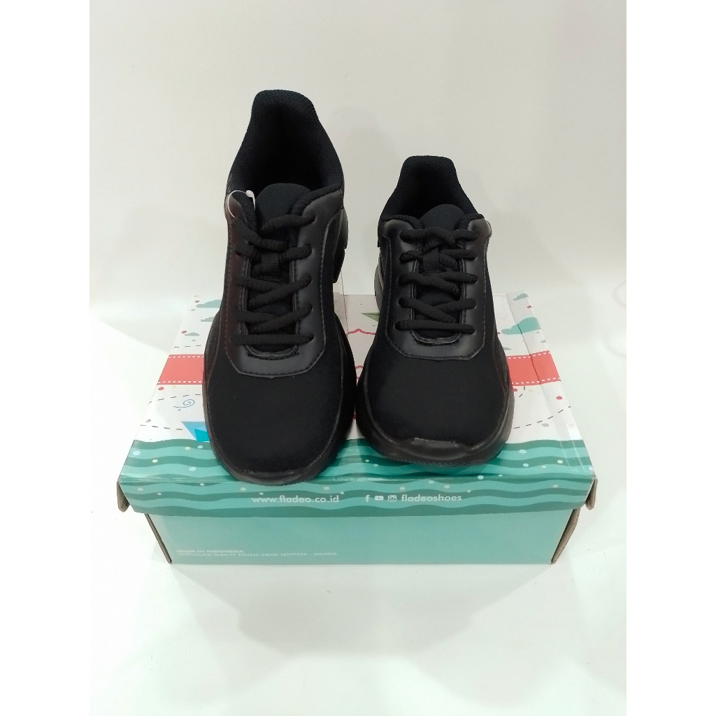FLADEO KSBR 267-2 AH Tali Vel cro / Perekat Hitam Sepatu Sneakers Sekolah Anak Laki-laki Perempuan