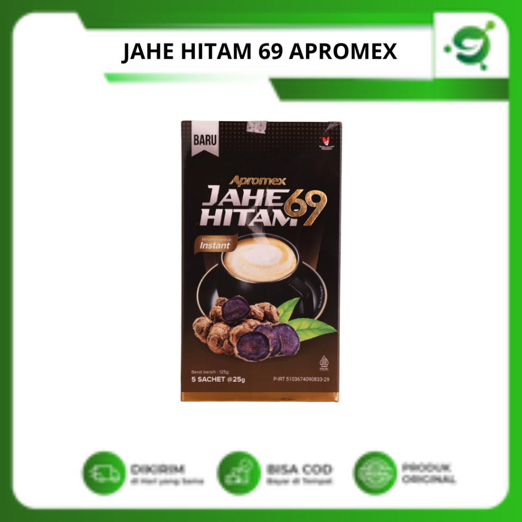 

Minuman Jahe Hitam 69 Apromex Halal Isi 5 Sachet