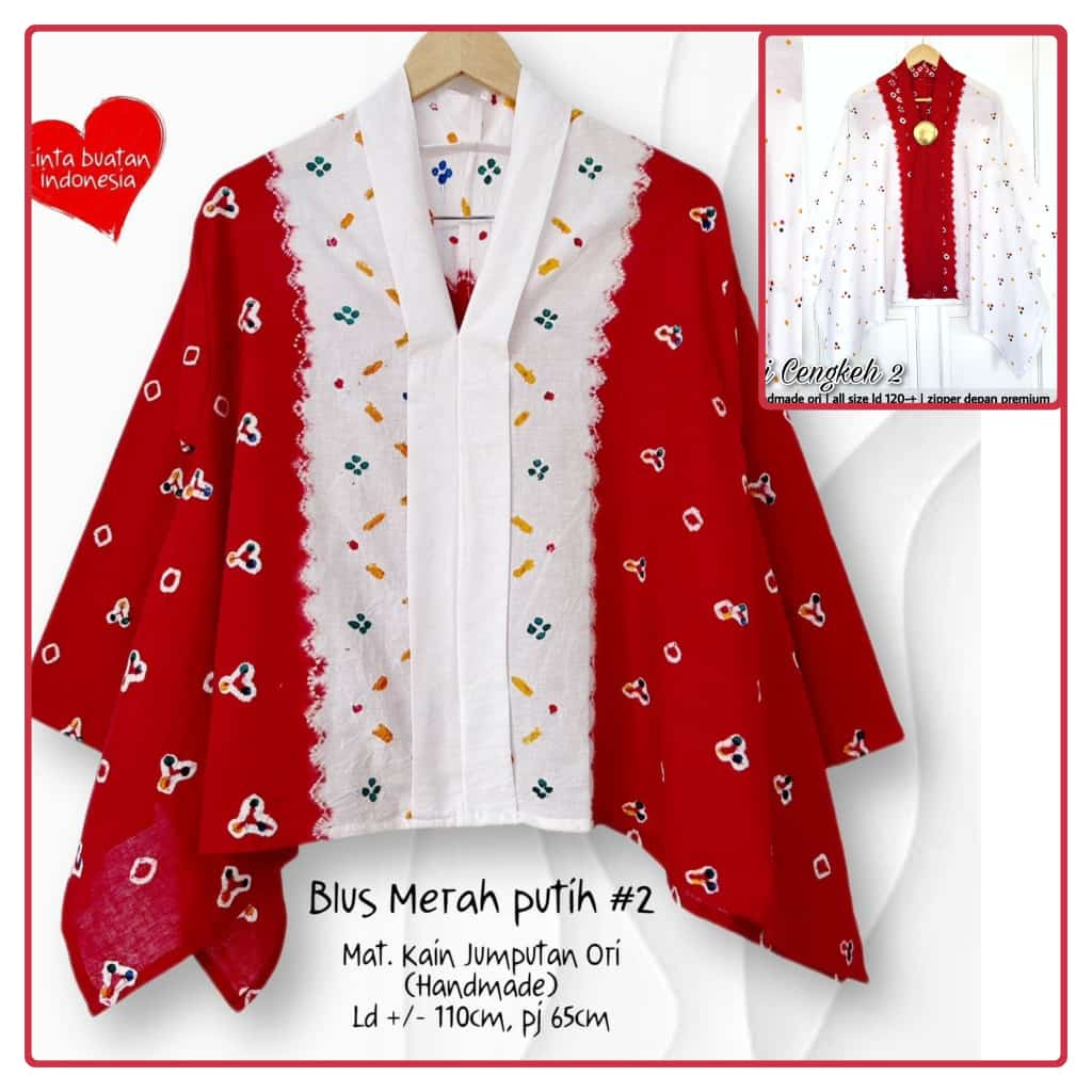 COD AYU BATIK BLUS KARTINI JUMPUTAN MERAH PUTIH / BLUS KARTINI MERDEKA / BAJU AGUSTUSAN