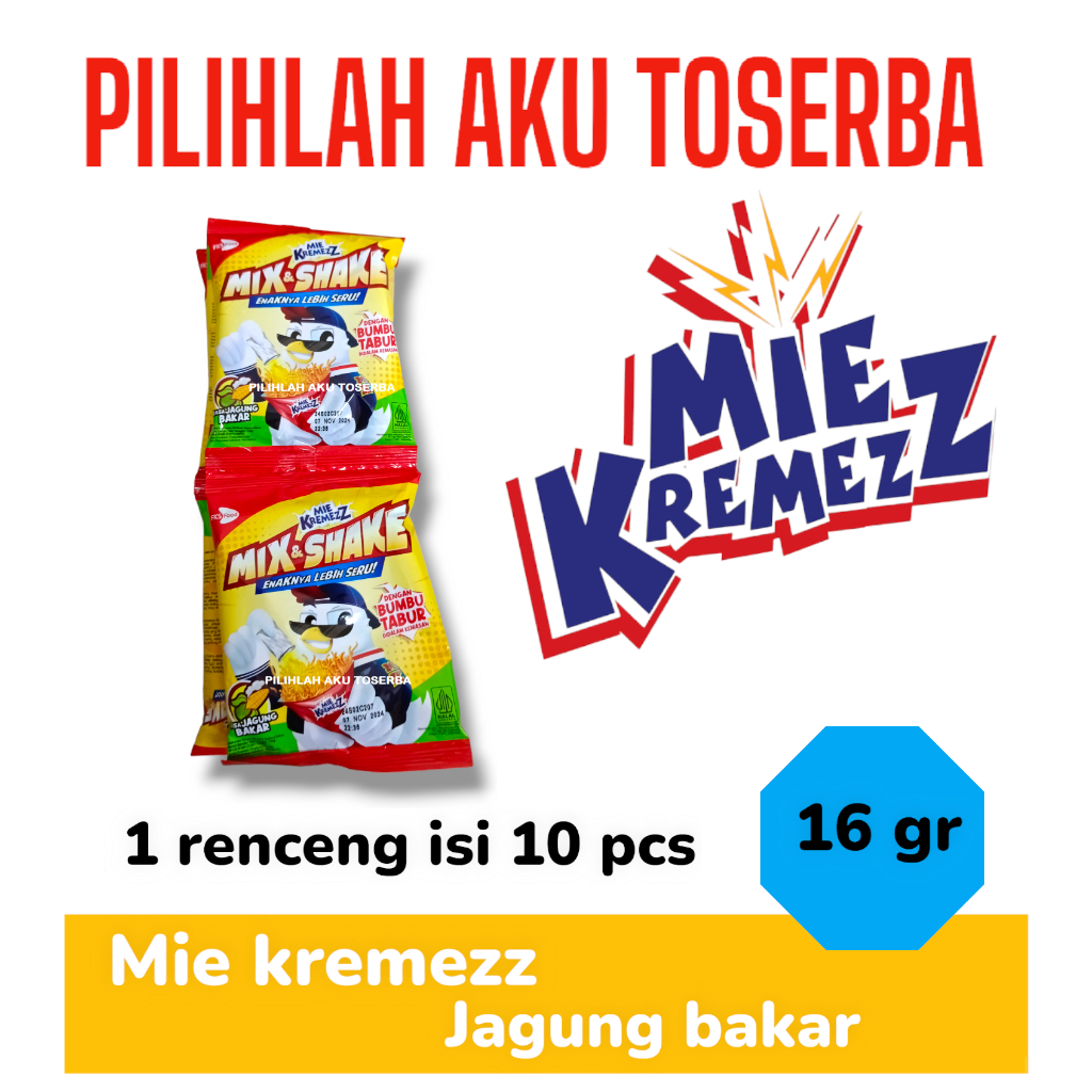 

Mie KREMEZZ Mix & Shake Rasa JAGUNG BAKAR Renceng - (HARGA 1 RENCENG)