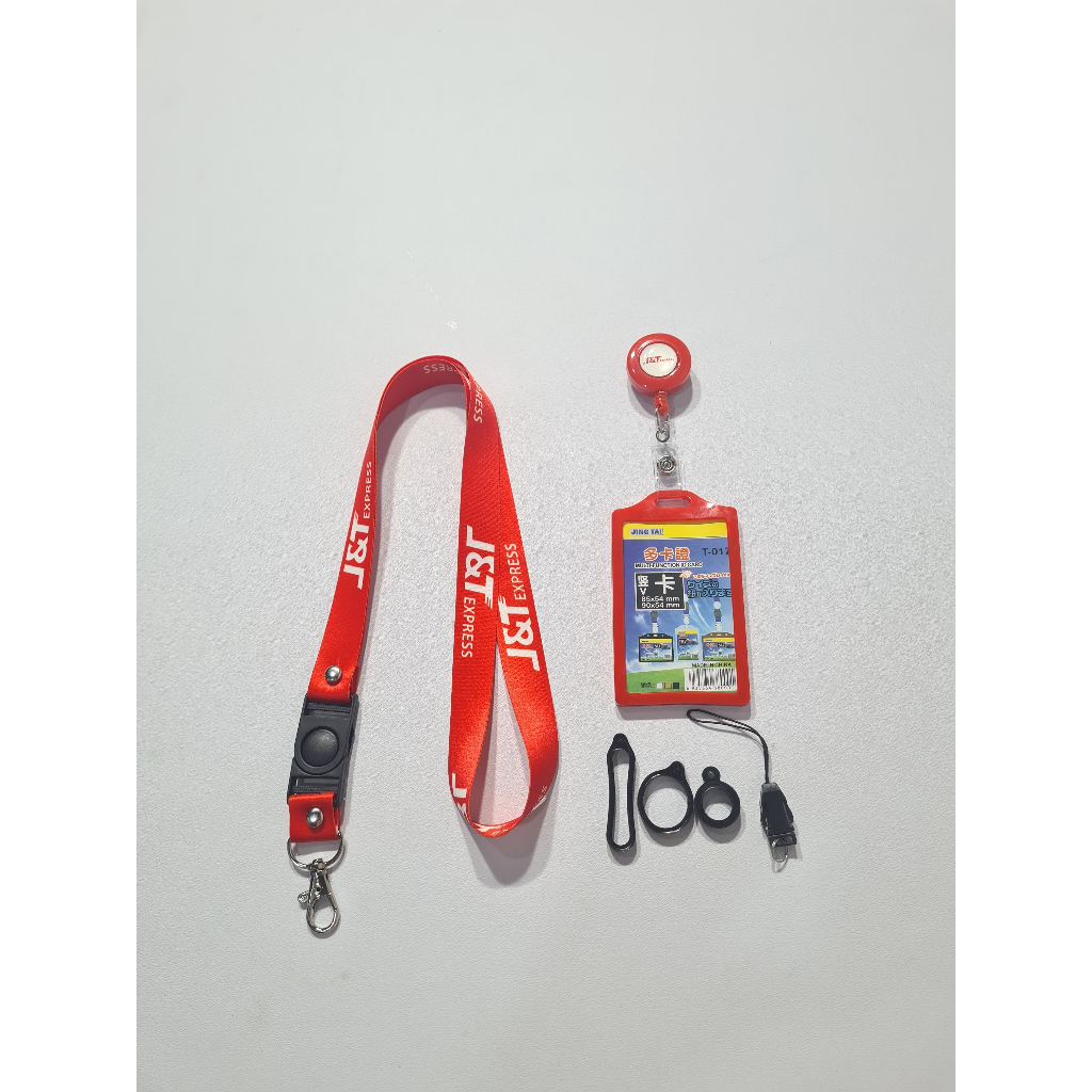 LANYARD MOTIF CUSTOM J&T EXPRESS MERAH/CUSTOM LANYARD MURAH/CETAK LANYARD MURAH