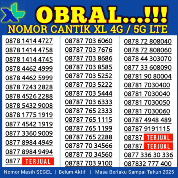 Promo- Kartu Perdana Nomor Cantik XL 4G Kuartet 8888 000 Couple