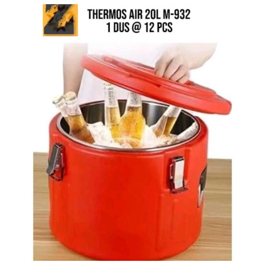 Ice Bucket Three Walled Kapasitas Besar/ Tong Merah Tahan Dingin Dan Panas/ Termos Air Stainless