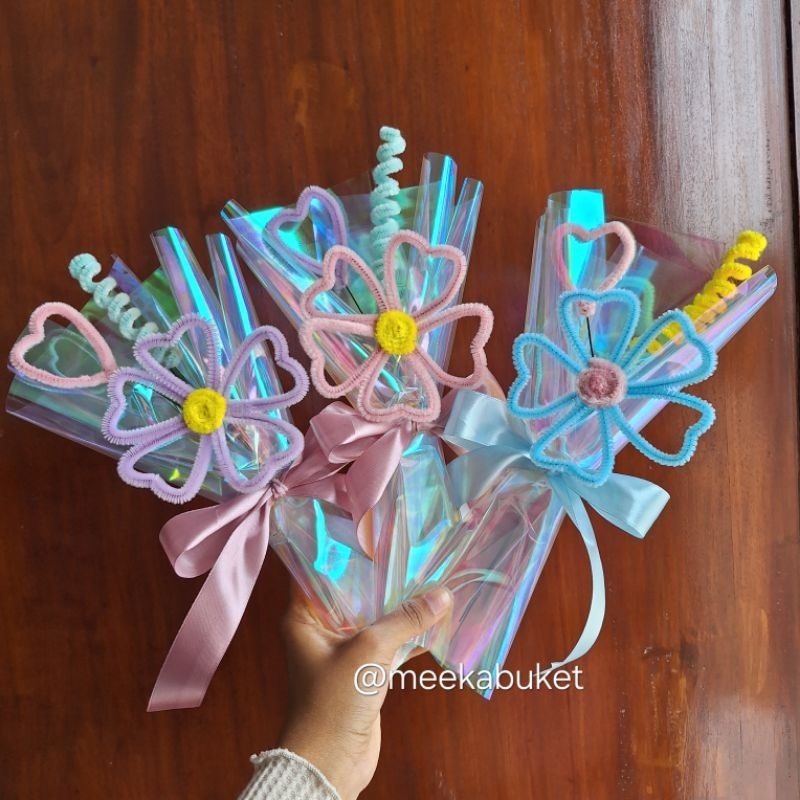 Buket Bunga Kawat Bulu MINI Pipe Cleaner Flowers Bouquet Single Bouquet Buket Wisuda Sempro