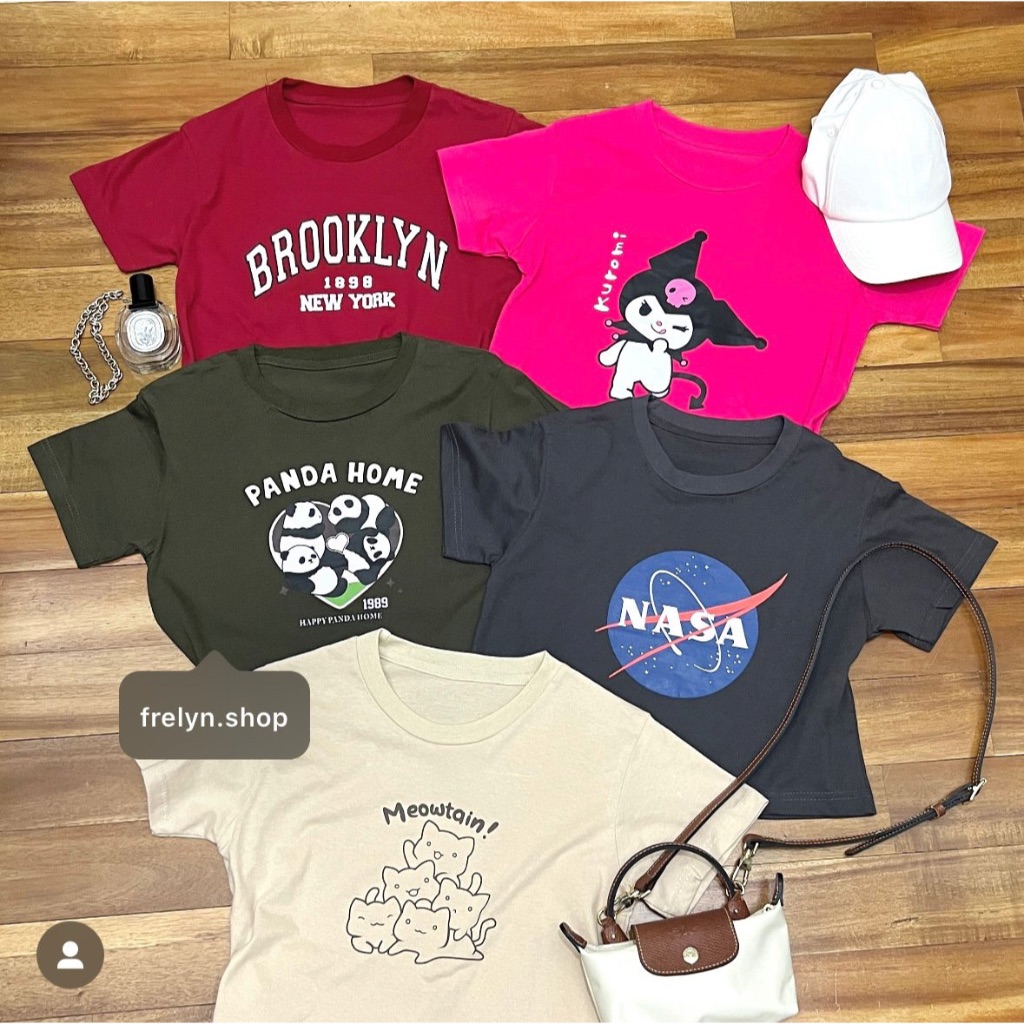 FRELYN SHOP - CROP TOP MOTIF | BAJU KAOS TUMBLR CROP TEE TSHIRT KAOS KOREA FASHION WANITA ARMY MAROO