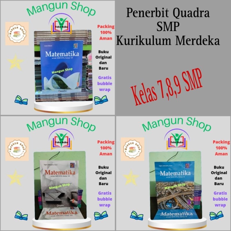 Buku Matematika SMP Kelas 7,8,9 Kurikulum Merdeka Quadra
