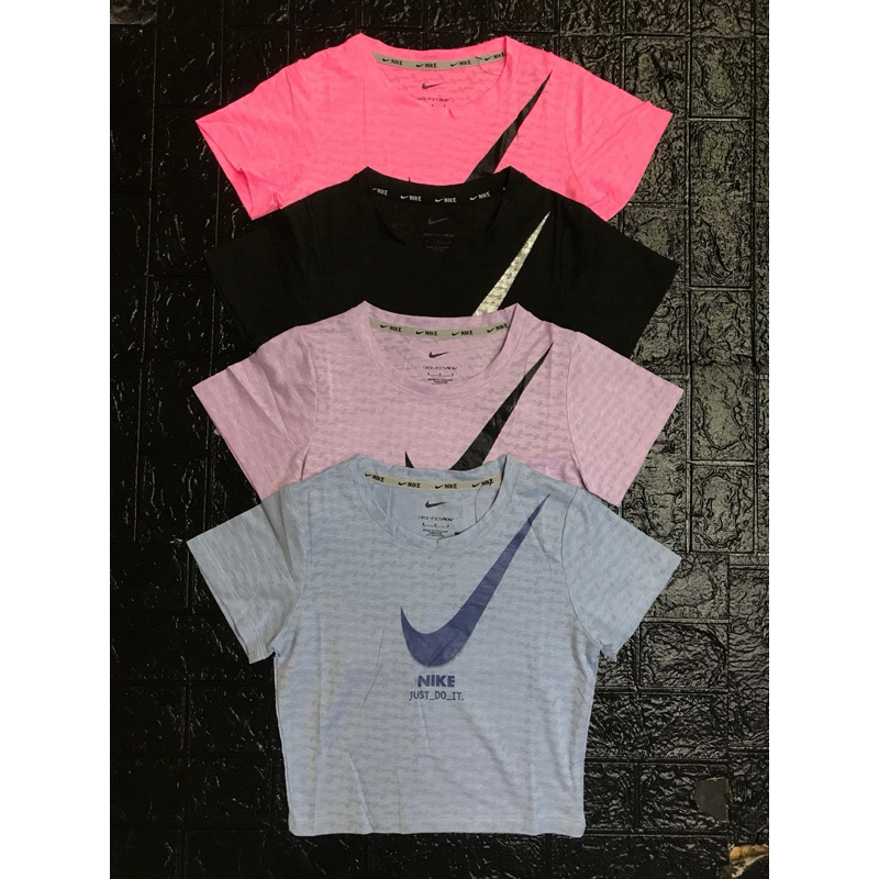 KAOS WANITA CROP TOP NIKE IMPORT PREMIUM OLAHRAGA PINK BIRU UNGU