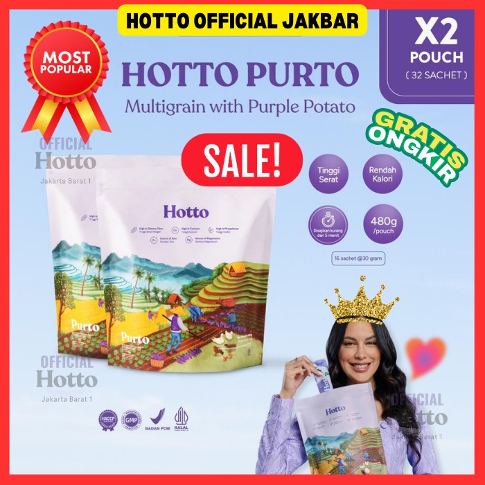 

Hotto Purto Official Jakarta - Oat Hotto Multigrain 2 Pouch (32 Sachet) Sereal Nutrisi Paling Lengkap untuk Diet BPOM Halal