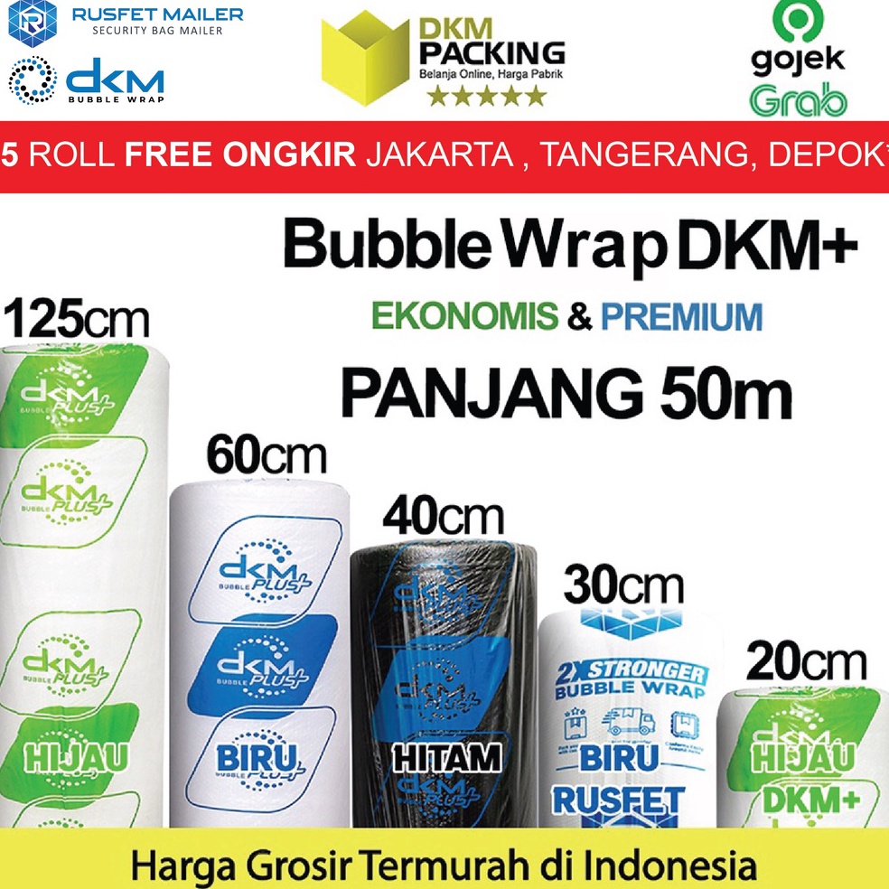 

Stock ready Plastik Bubble Wrap 5meter DKM PLUS PREMIUM Bubblewrap ROLL