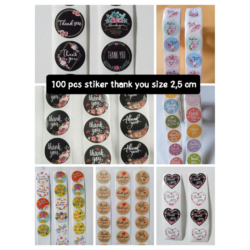 

100 pc stiker thank you / terimakasih size 2,5 cm