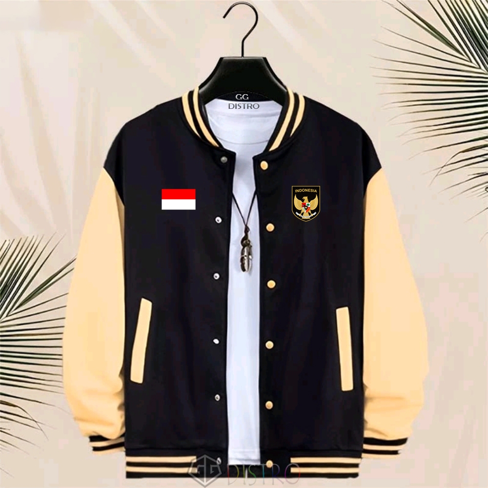COD - Jacket Unisex Baseball Kancing Jacket Varsity Garuda 02 Bendera Merah Putih Bekan Pria Print 4