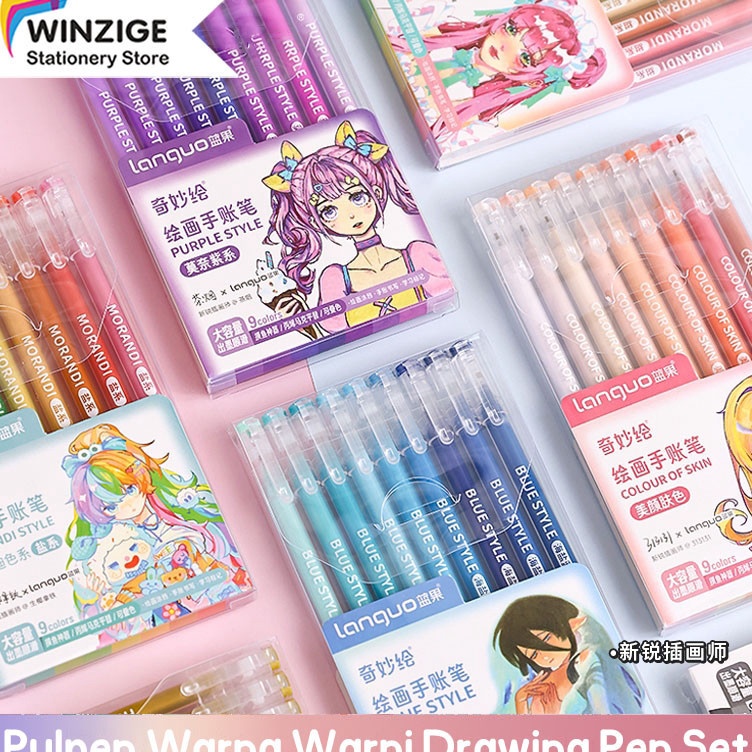 

Lagi murah Winzige 9 colors gel pen set drawing pulpen warna warni lucu aesthetic morandi pastel retro color journal marker pen alat tulis