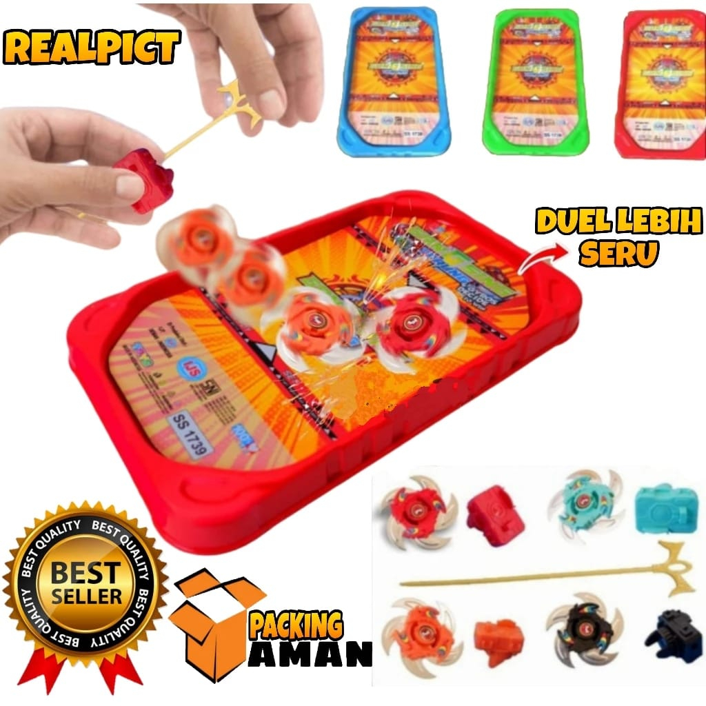 Mainan Gasing Anak / Mainan Anak Gasing Arena 4 in 1 / Mainan Gasing / Gasing Set Petarung Tarung / 