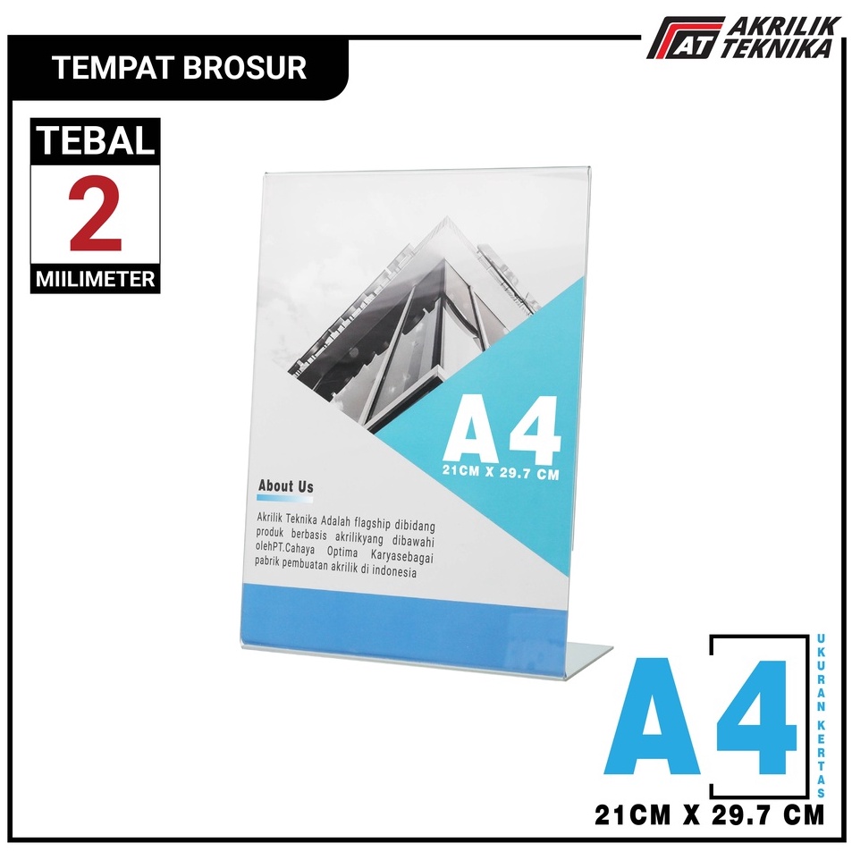 

5k Kirim Langsung Tempat Brosur Akrilik Tent Card Holder Portrait L Ukuran A4 2mm Y83