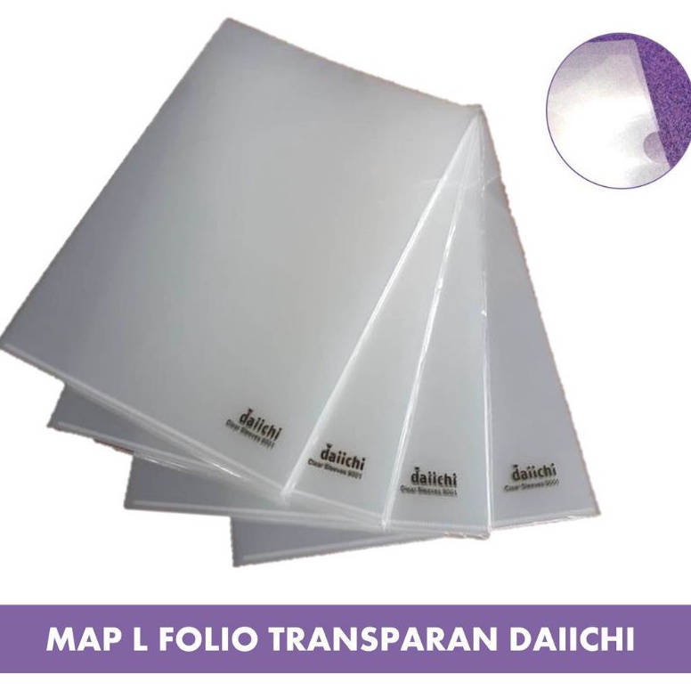 

Dikirim secepatnya Map LClear Sleeves Transparant Daiichi A4 Dan F4 1pak12pcs