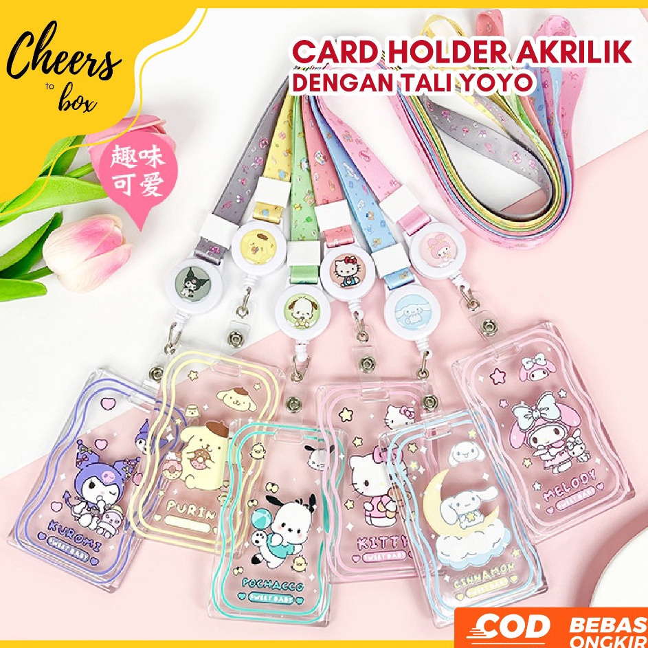 

ID Card Holder Tali Yoyo Tempat Kartu dengan Tali Lanyard Yoyo Bisa ditarik hingga 45 cm Name Tag Kartu Identitas dengan Tali Gantung Variasi Sanrio Hello Kitty Pompompurin Pochacco My Melody Cinnamorol