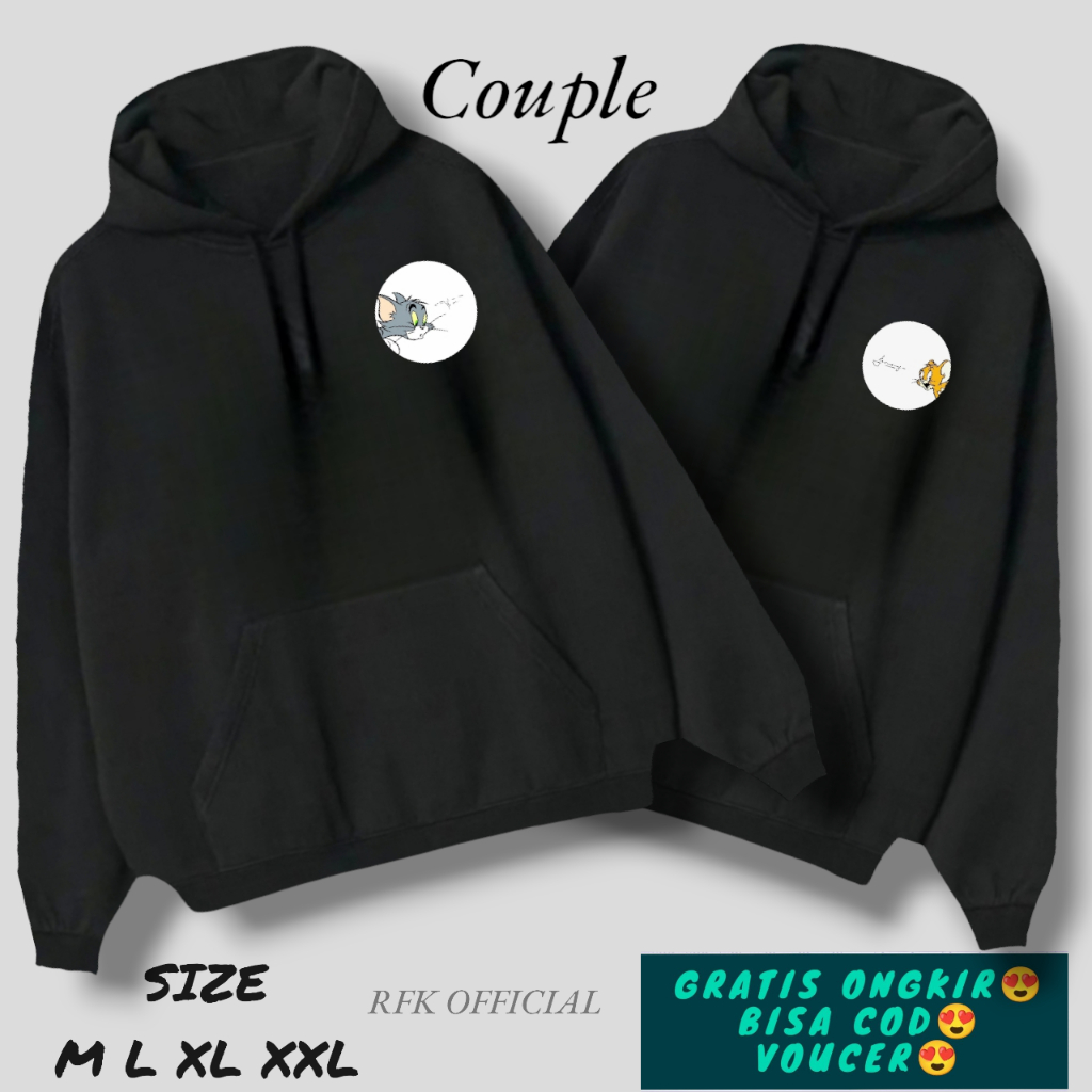 ( ISI 2 JAKET ) jaket couple KARTUN TOM & JERRY / Sweater couple TERBARU / Sweater couple pacar