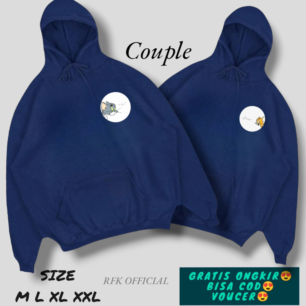 ( ISI 2 JAKET ) jaket couple KARTUN TOM & JERRY / Sweater couple TERBARU / Sweater couple pacar